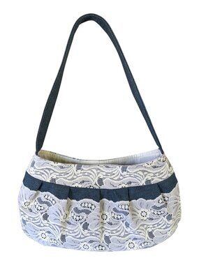 Handmade Lace Denim Bag Purse OOAK